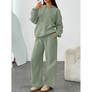 Ensemble sweat à capuche et pantalon de survêtement oversize en polaire pour femme – Tenue décontractée d'hiver, style streetwear - Product Image 2