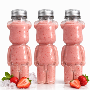 400ml Premium Quality PET Plastic <b>Bear</b> Shaped <b>Bottle</b> with 38mm Aluminum Lid for Juice Made in Vietnam - Product Image 5