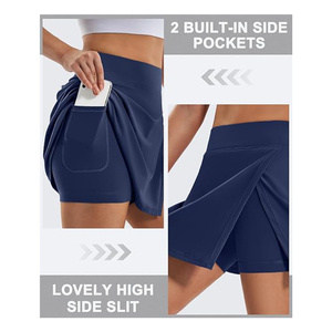 Wholesale Customized Women's Sexy Solid Color Ruffle Pocket High Waist <b>Elastic</b> Flared Breathable Soft Quick Dry women <b>Skirt</b> - Product Image 5