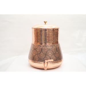Dispensador de Agua Artesanal de Cobre Puro con Acabado Martillado y Grifo de Latón, Matka Ayurvédica Tradicional para una Bebida Saludable - Product Image 3