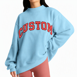 Sweat-shirt en molleton blanc personnalisé pour femme, coupe oversize à épaules tombantes, col montant, doux et chaud, vente en gros pour boutiques aux États-Unis, au Royaume-Uni et en Europe - Product Image 3