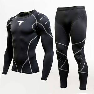 Conjunto de Compresión Rash Guard de Manga Larga para Hombre, Personalizado al por Mayor, de Spandex y Poliéster, de Secado Rápido, para Deportes, Gimnasio y Fitness - Product Image 3