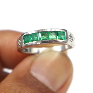 925 Sterling <b>Silver</b> <b>Emerald</b> with Diamond Cut Gemstone <b>Ring</b> Wholesale Natural <b>Emerald</b> Stone <b>Silver</b> <b>Ring</b> Jewelry - Product Image 5