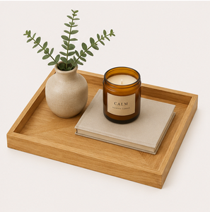 Modern Minimalist Square Oak Wood Serving Tray For Coffee Table Nordic Style Natural Hardwood Decorative Organizer For <b>Home</b> Use - Product Image 4