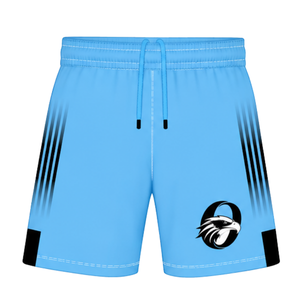 Ensemble de rugby bleu ciel et noir, maillot à manches courtes et col rond avec short assorti, respirant, uniforme sportif d'entraînement d'équipe - Product Image 4