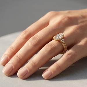 Anillo de Compromiso Art Deco con Diamante de Corte Marquesa de 2.02CT VS1, Filigrana Floral, Oro Sólido de 14K, Joyería Fina, Cultivado en Laboratorio - Product Image 2