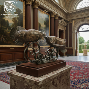 Khang Hung Phat Wrought Iron Fish Sculpture Full 3D <b>Casting</b> Animal Art Digital Printing Black Nickel Plated Home Decoration - Product Image 5