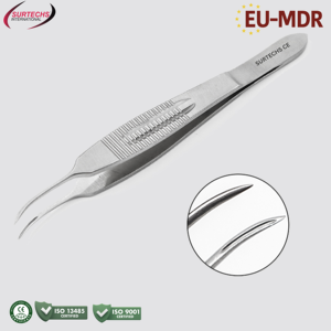 Surtechs Castroviejo Pinces de Suture Manuelles - Acier Inoxydable 1x2 Dents Instruments de Micro-Chirurgie Certifiés CE Classe III pour - Product Image 4