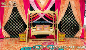 Marwari Wedding Sangeet Night Stage <b>Decoration</b> Vibrant Wedding Muslim Henna Function Stage Indian Wedding <b>Mehndi</b> Night Stage - Product Image 4