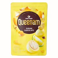 Dragées de Durian enrobées de chocolat, amandes et noix de cajou, bonbons, 75g, HALAL, OEM/ODM, prix de gros, expédition directe mondiale