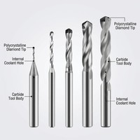Foret de précision industriel en diamant polycristallin, corps en carbure de tungstène, outil de perçage haute vitesse, métrique, longueur courte