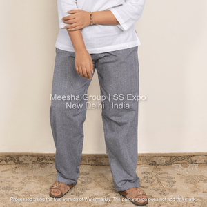 Pantalon décontracté pour femme, coupe droite, pantalon de pyjama confortable en coton mélangé, taille élastique, à porter au quotidien, pantalon de bureau - Product Image 3