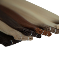 Extensions de cheveux vierges russes, trame plate, double tirage, d'un seul donneur, blond méché, cheveux slaves AURI