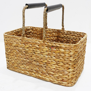 Rustic Natural Water Hyacinth <b>Storage</b> <b>Basket</b> <b>Rectangle</b> With Handles Multi-Purpose Neatening Container - Product Image 6