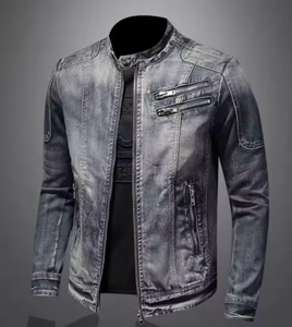 <b>Mens</b> Slim Fit <b>Denim</b> <b>Jacket</b> Casual Turndown Collar Ripped Washed Jean Coat Autumn Style Button Closure Regular Sleeve - Product Image 3