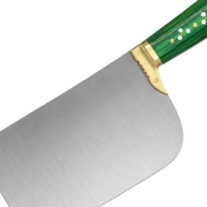 Couteau à viande robuste PK-DR, lame argentée, manche en bois vert, embout doré, couteau de boucher professionnel, couteau de cuisine - Product Image 5