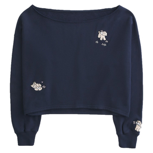 Sudadera Corta Ecológica para Mujer, Cuello Redondo, Poliéster, Tallas Grandes, Holgada, Casual, Hombros Caídos, Forrada, Estilo Urbano - Product Image 6