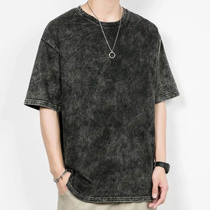<b>Mens</b> Beige Light Khaki Crew Neck Oversized Short Sleeve Cotton Casual Summer Fashion Plain Top Custom Logo OEM ODM Wholesale - Product Image 5