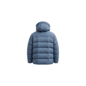 Veste matelassée à capuche bleue pour homme, coupe classique, rembourrage en polyester, imperméable, coupe-vent, fermeture éclair sur le devant, style sportif, vêtements décontractés d'automne - Product Image 2