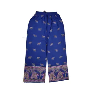 皇家蓝色夏季穿女裤品牌标志印花女裤睡衣和裤子在印度价格最好