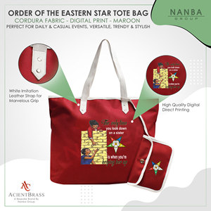 Sac fourre-tout imperméable marron à fermeture éclair brodé Étoile d'Orient, avec logo OES de l'Ordre de l'Étoile d'Orient, Sœur Gardienne - Product Image 4