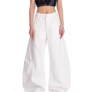 Pantalones Casuales de Moda Personalizados, Transpirables, Holgados, de Pierna Ancha, Cintura Elástica, de Lino y Algodón para Mujer - Product Image 3