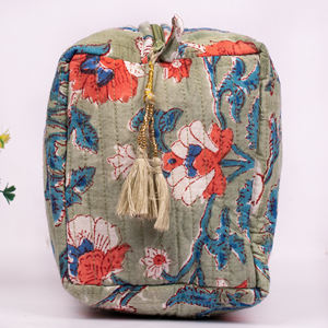 Handblock Print Multifunction Fashionable Makeup <b>Bag</b> Set Eco-Friendly Washable Large Capacity Toiletry Travel Cosmetic Organizer - Product Image 4