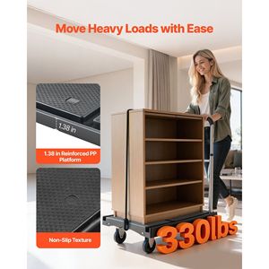 Carrello Pieghevole con Capacità di 150 kg, Piattaforma di Trasporto Pieghevole con Ruote Girevoli, Carrello Manuale per Trasporto - Product Image 2