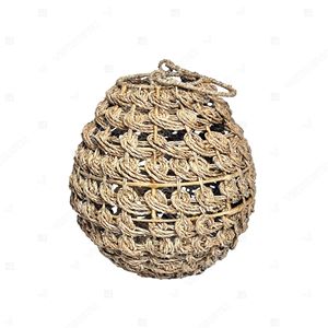Portavelas de junco marino texturizado estilo costero, linterna colgante anudada, portavelas de cristal para jardín, luz decorativa para el hogar e interior - Product Image 2