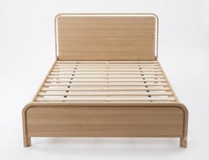 Modern Solid Wood Non-Foldable Platform <b>Bed</b> Frame Queen/<b>King</b> <b>Size</b> Lighted <b>Headboard</b> USB-C Charging Ports Eco-Friendly Natural - Product Image 3