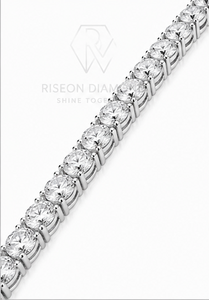 Classic diamond tennis <b>bracelet</b> in 18K <b>white</b> gold continuous row of round brilliant cut diamonds timeless luxury fine jewelry - Product Image 5