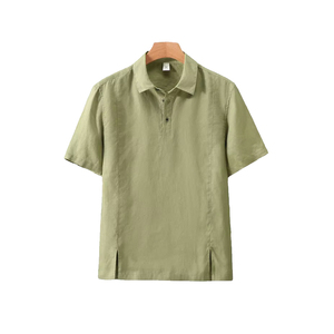 <b>Mens</b> Vintage for <b>Shirts</b> Italian Style Solid Dyed 220G Short Sleeve Chest Pocket Linen <b>Party</b> Holiday Wear Business Casual - Product Image 1