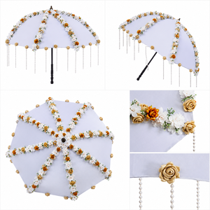 Parapluie de mariage pour l'entrée de la mariée, Chadar décoratif floral pour la cérémonie nuptiale traditionnelle - Product Image 3