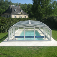 Abri de piscine télescopique à profil bas, directement de l'usine, couverture de piscine rétractable en aluminium, isolée thermiquement, abri de piscine extérieur