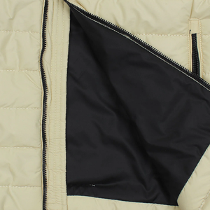 Chaqueta Acolchada Beige para Hombre con Cuello Alto, Cortavientos, Abrigo de Invierno Casual, Corte Regular, Cierre de Cremallera, Color Sólido, Poliéster - Product Image 5