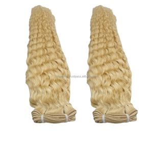 Extensions de cheveux humains indiens vierges Remy de qualité supérieure 100 %, texture bouclée crépue, double trame, en vrac # 613 couleurs, toutes les couleurs - Product Image 4