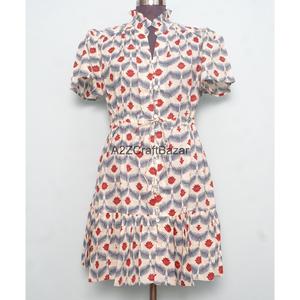 New Arrival Modern Vintage Mini 100% Cotton Floral Printed Beach Wear Short <b>Dress</b> for Women <b>Summer</b> - Product Image 2