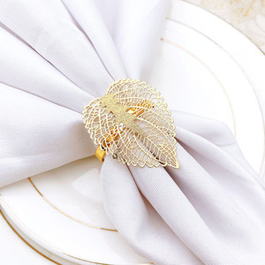 Anillo para servilletas de metal con textura de hoja de estilo vintage para decoración clásica de mesa de comedor, hermosos accesorios metálicos para mesa. - Product Image 4