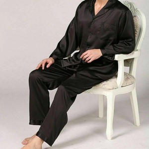 Custom Made Classic Comfort Men's Thermal Satin Sleepwear <b>Suits</b> Mens <b>Pajama</b> Set Silk Sleepwear Soft Satin Nightgown Long Sleeve - Product Image 2