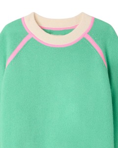 เสื้อสเวตเตอร์คอกลมถักสำหรับผู้หญิง สีสันตัดกัน สไตล์ลำลองสำหรับฤดูใบไม้ร่วง ทรงหลวม แขนยาว สีเขียว ชมพู ครีม - Product Image 5