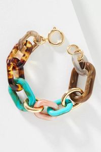 Resin Acrylic Pattern Link <b>Chain</b> <b>Necklace</b> Geometric Statement Collar Choker <b>Rose</b> <b>Gold</b> Tone for Women Trendy Fashion Jewelry - Product Image 2