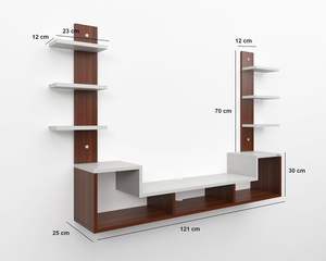Mueble de TV de Madera Sintética para Montar en la Pared, Soporte para TV con Estantes de Pared para Sala de Estar, Estilo Clásico - Product Image 2