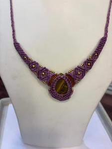 Handmade Green Macrame Necklace with Labradorite Stone Pendant <b>Silver</b> <b>Beads</b> Boho Style Jewelry Wholesale - Product Image 2