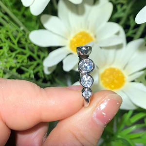 White Round Cut Bezel Set <b>Open</b> Gap Moissanite <b>Ring</b> White Gold Engagement <b>Ring</b> 10K Solid White Gold Six Stone Band <b>Ring</b> For Women - Product Image 5