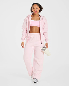 Conjunto Deportivo de 2 Piezas para Mujer, Sudadera con Capucha y Cremallera Extra Grande de Estilo Casual Rosa con Logotipo Personalizado y Pantalones Deportivos de Algodón Transpirable para Gimnasio - Product Image 4