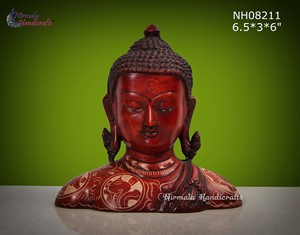 Estatua de Cabeza de Buda de Resina Hecha a Mano con Acabado Grabado, Decoración para el Hogar, Arte Espiritual, Escultura, Busto de Buda de 6.5x3x6 Pulgadas - Product Image 1