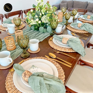 Tapis rond artisanal en jacinthe d'eau Dai Ngan Dzung de haute qualité, naturel, personnalisable, décoration de table vintage - Product Image 6