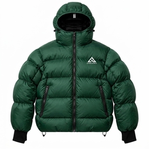 Veste matelassée à capuche verte pour homme, veste d'hiver chaude et matelassée pour l'extérieur, veste légère imperméable One Apex - Product Image 1