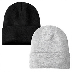 Gorro de Invierno Unisex de Color Sólido, 100% Acrílico, Tejido de Punto Jersey, Gorro de Esquí Ajustado, Estilo Casual para Adultos, 56-58CM - Product Image 1