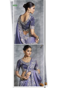 Sari de seda premium, hermoso y elegante, con blusa lujosa con bordados y encaje para adultos. - Product Image 5